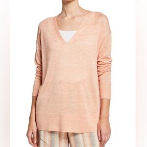 J. Crew Open Sided V-neck Sweater Linen Peachy Orange - Size XS